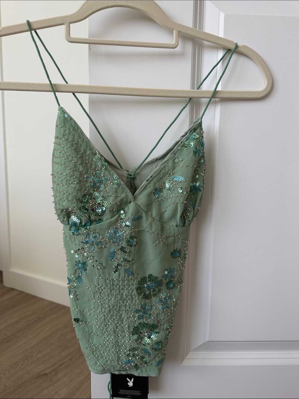 Missguided Sage Green Sequin Mini Dress